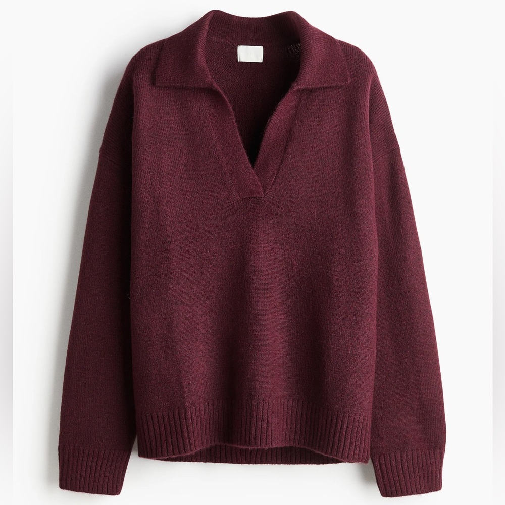 H&M Fine Knit Collared Polo Sweater